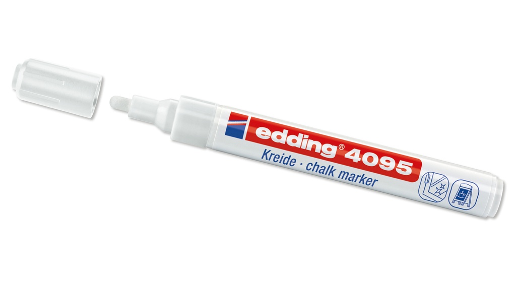 Kreidenmarker «EDDING 4095», weiss, Strichstärke ca. 2-3 mm