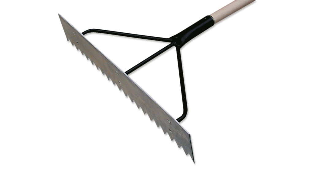 Teerkrücke gezahnt, 80 cm breit, mit Stiel 170 cm