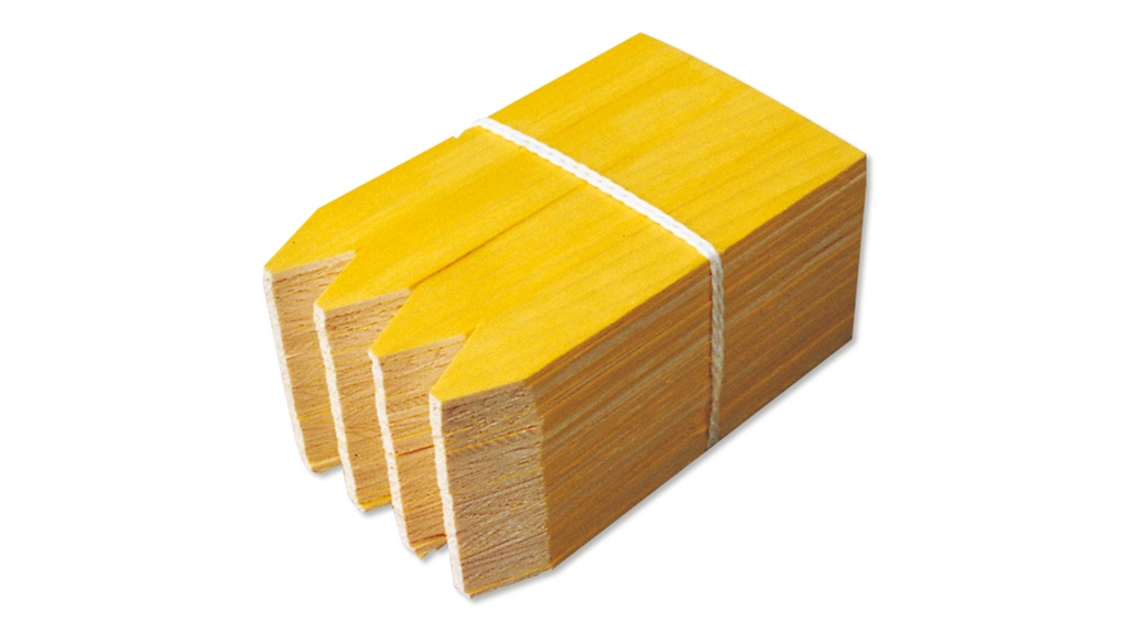 Etiquettes en bois jaune, 200 x 26 mm, botte de 100 pièces