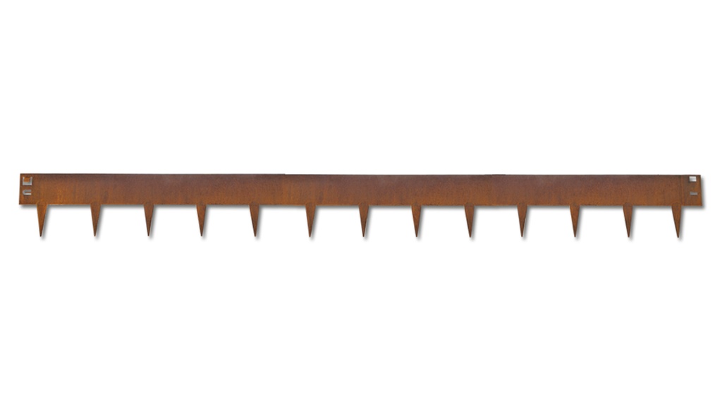 Randbegrenzung Stahl feste Zacken, rostig, 2.5 mm x 10 cm, 225 cm lang