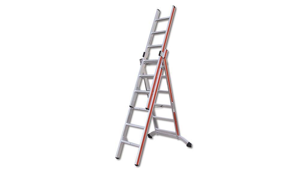 Mehrzweckleiter aus Aluminium, 3 x 9 Sprossen, 6.65 m