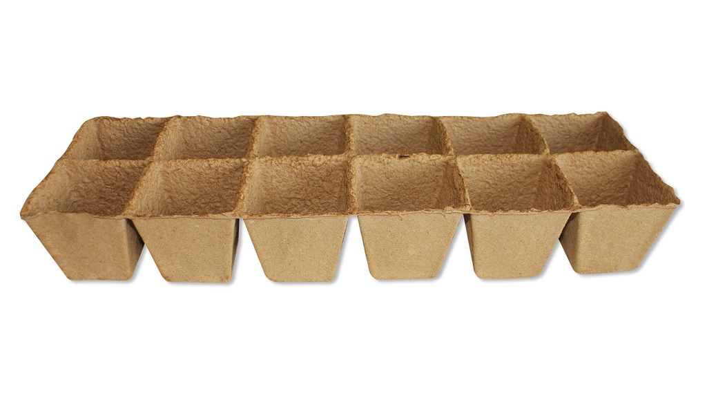 FERTIL-POT 8 x 8 cm carré, plaque de 12 pots (2x6)