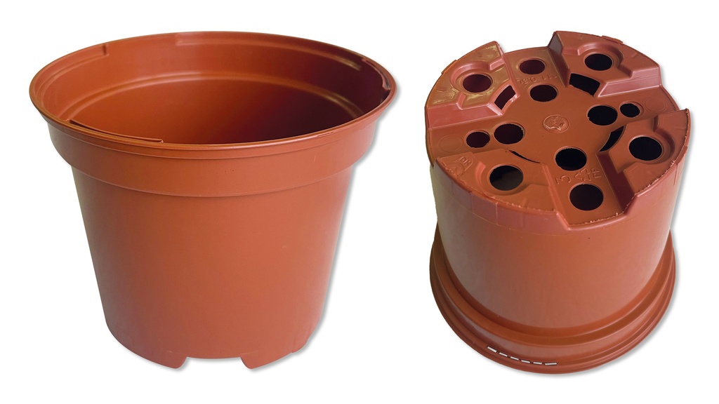 Pots en plastique rouge brique ø 11 cm, carton de 828 pièces