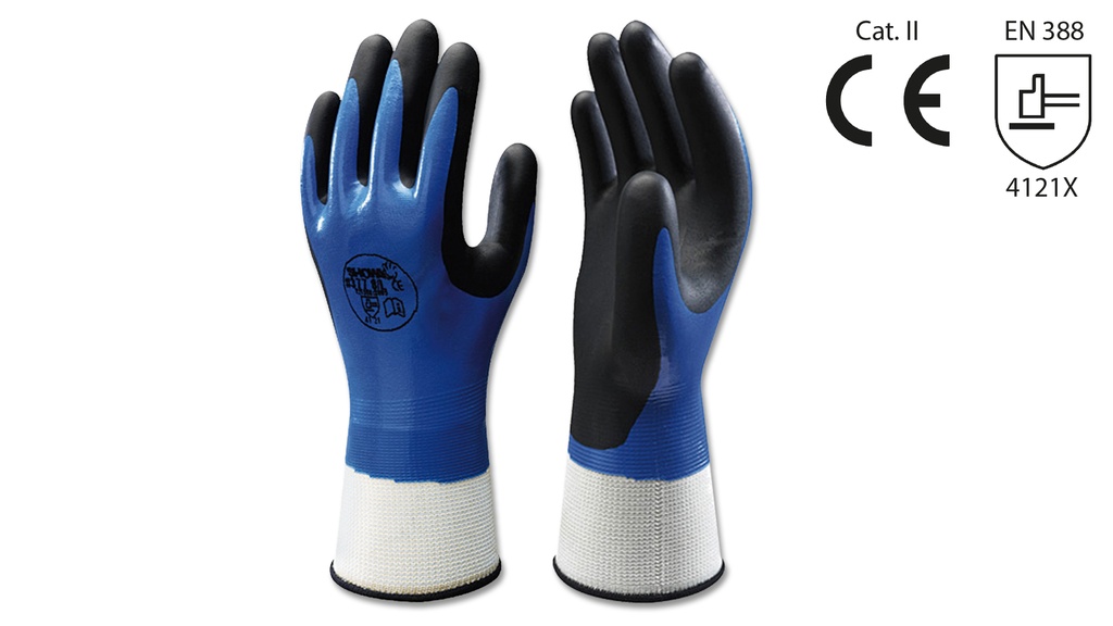 Gants de protection SHOWA bleu/noir, taille 7/M