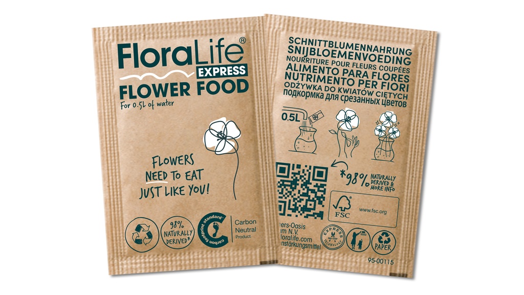 OASIS® FLORALIFE® Express poudre nourriture pour fleurs coupées 5 g, 500 sachets