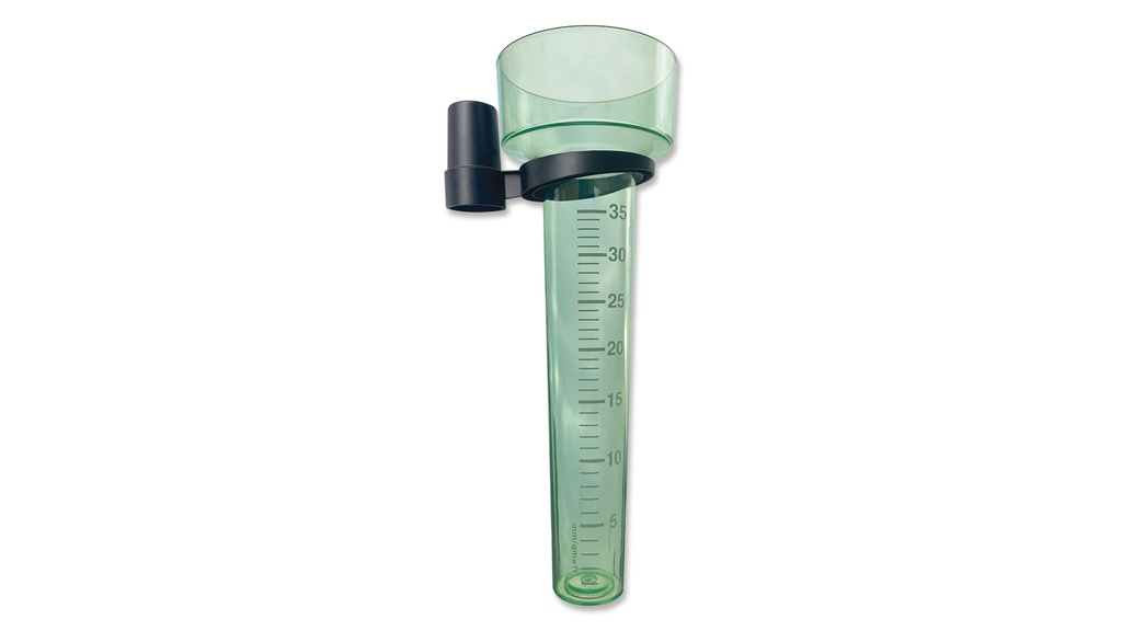 Pluviomètre en matière synthétique, hauteur 28 cm, ø 8.5 cm
