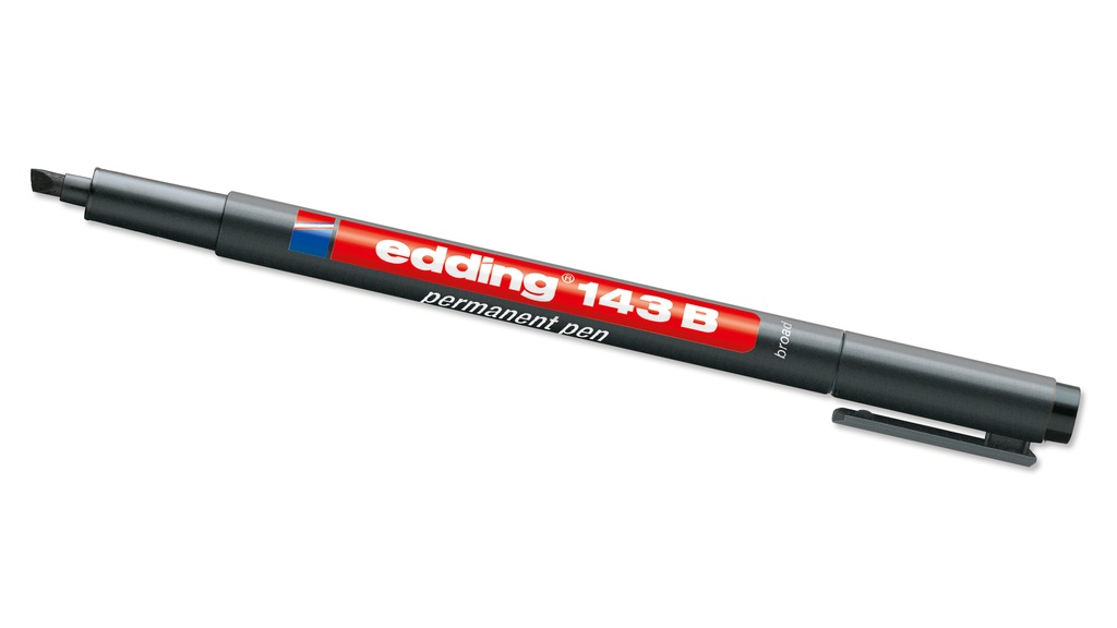 Stylo-feutre «EDDING 143 B», noir, largeur du trait env. 1-3 mm, avec bout cunéiforme