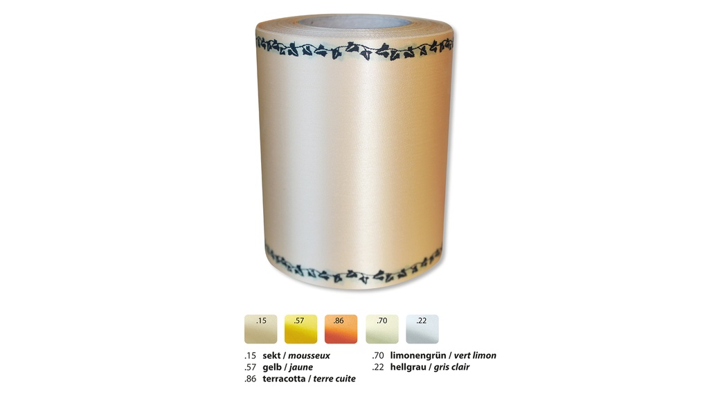 Ruban pour couronnes mousseux ornement noir, 125 mm x 25 m