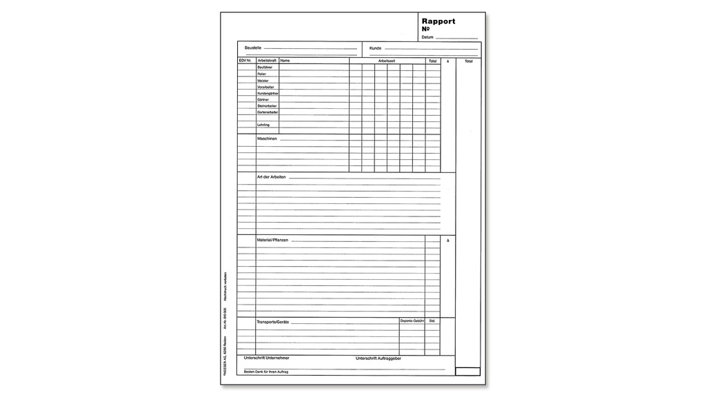 Bloc RAPPORT A4 (297 x 210 mm), en allemand