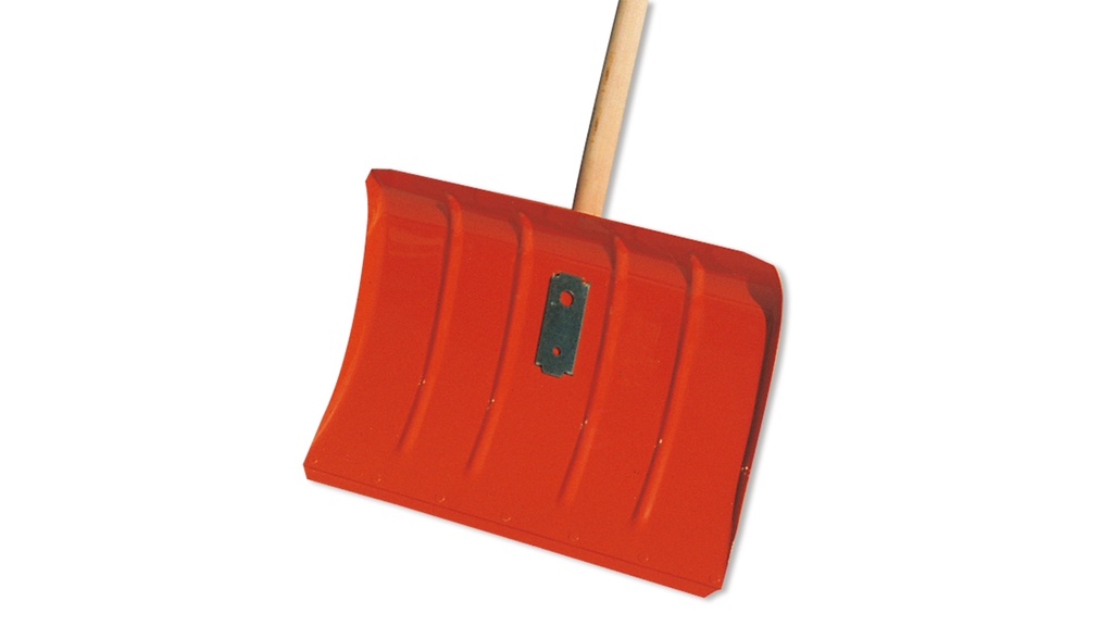 Schneeschieber orange aus Aluminium mit Stiel, 50 cm breit
