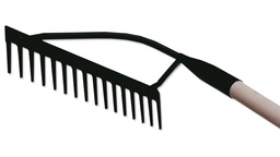 [204.678] Teerrechen mit V-Verstrebung gebogen, 16 Zinken, 44 cm breit, Stiel 170 cm