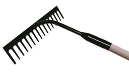 [204.675.38] Teerrechen mit Mittelrohr gebogen, 14 Zinken, 38 cm breit, Stiel 170 cm