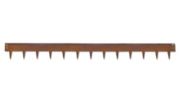 [138.490] Bordure en acier broches fixes, rouillée, 2.5 mm x 10 cm, longueur 225 cm